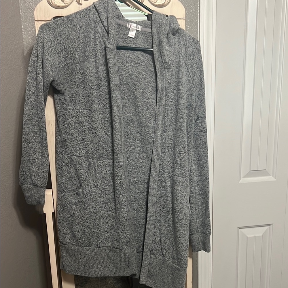Flirtitude Gray Cardigan Sweater Open Front Knit